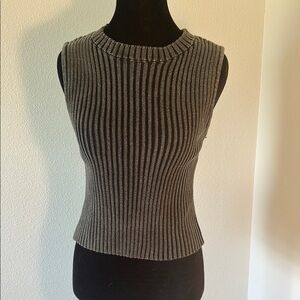 She + Sky Charcoal Ribbed Knit Top